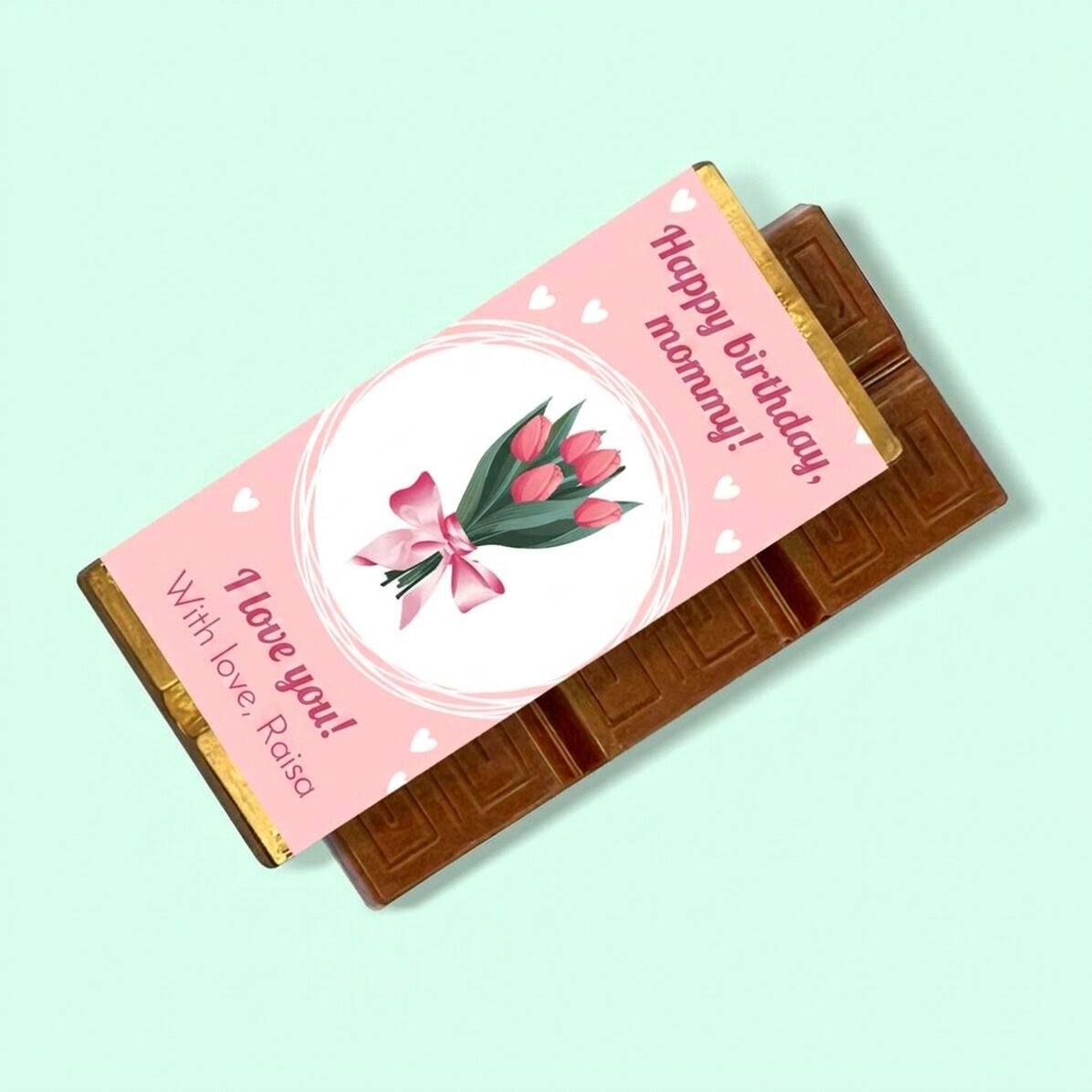 Mini tableta de chocolate personalizada con mensaje - Flowers