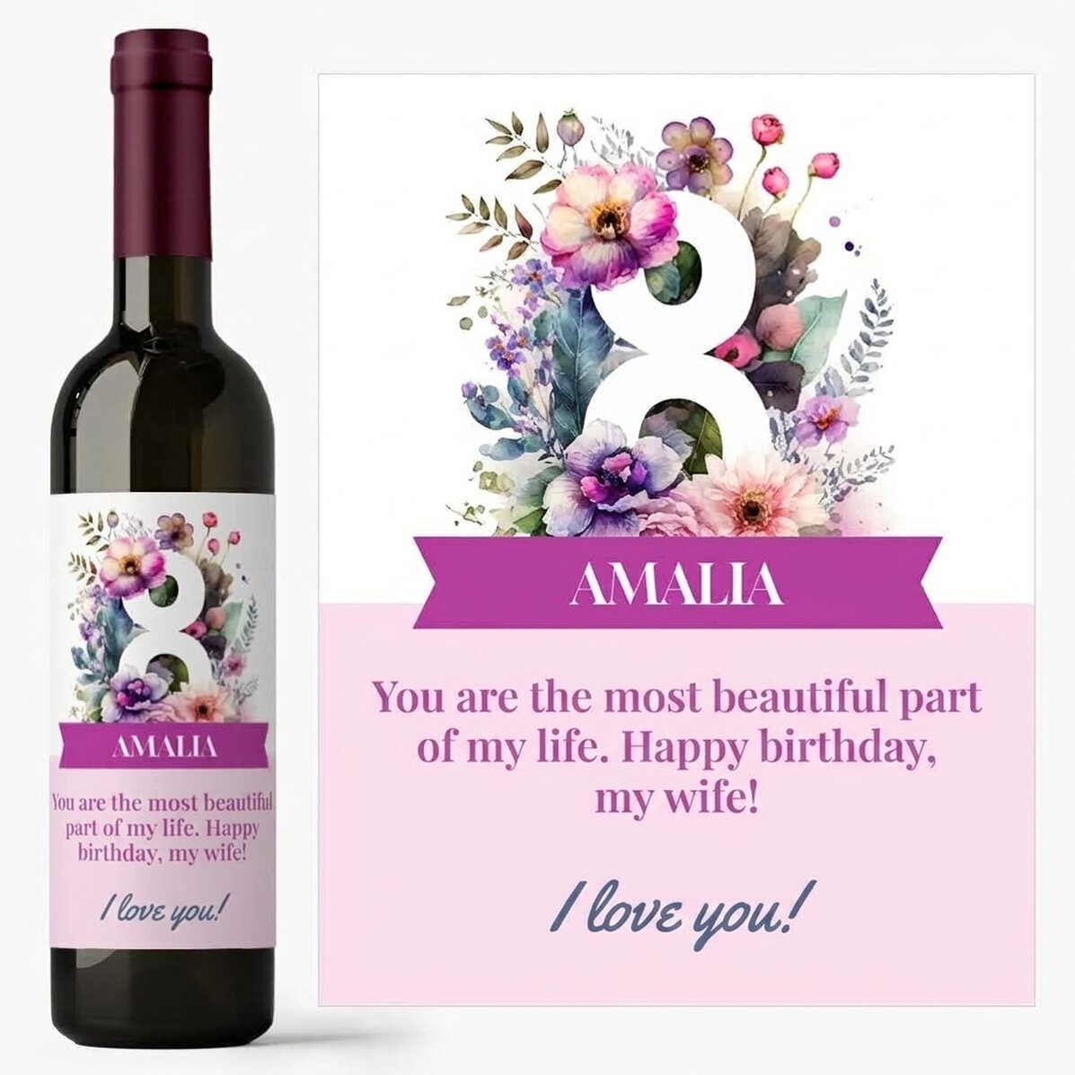 Vino personalizado con mensaje - 8 de marzo