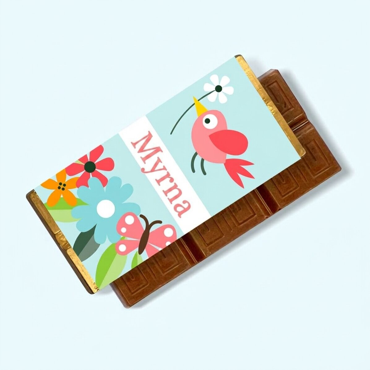 Mini tableta de chocolate personalizada con nombre - Flores