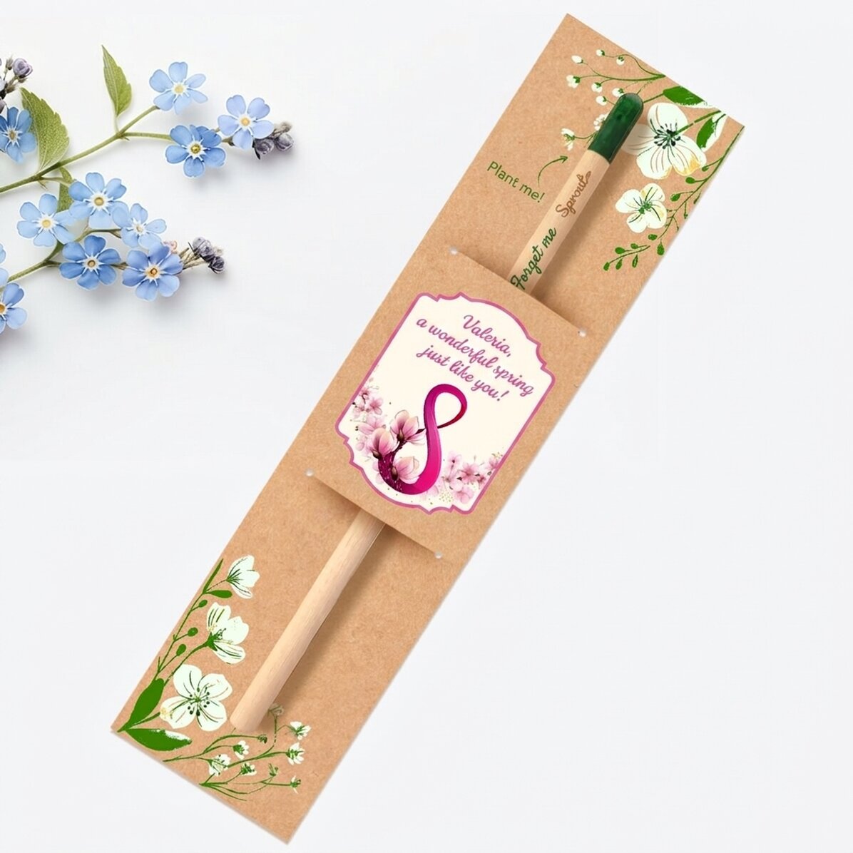 Lápiz plantable personalizado con mensaje - 8 de marzo