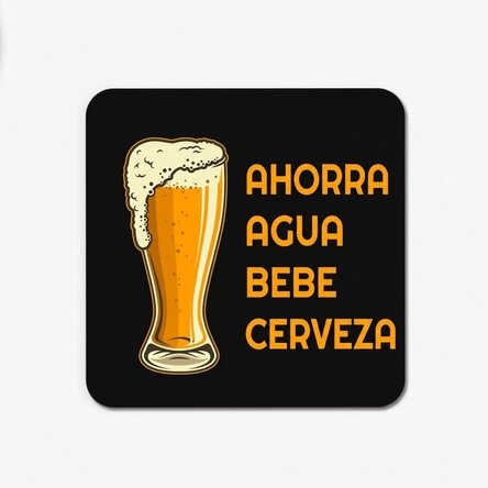 Posavasos con el mensaje: «Save water, drink beer»