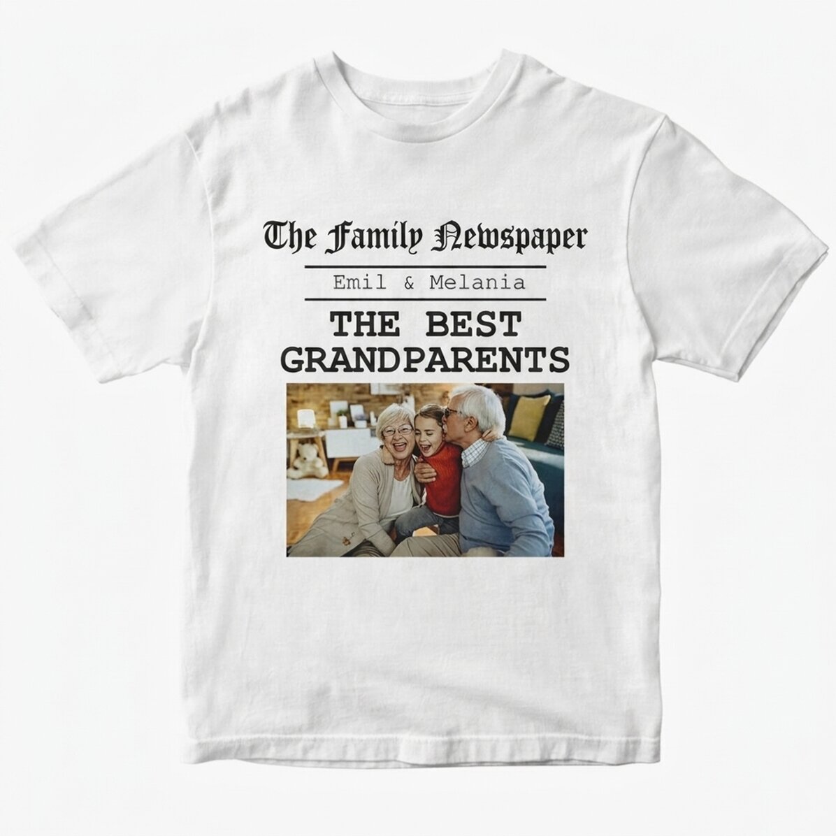 Camiseta de algodón personalizada con foto y texto: «Los mejores abuelos»