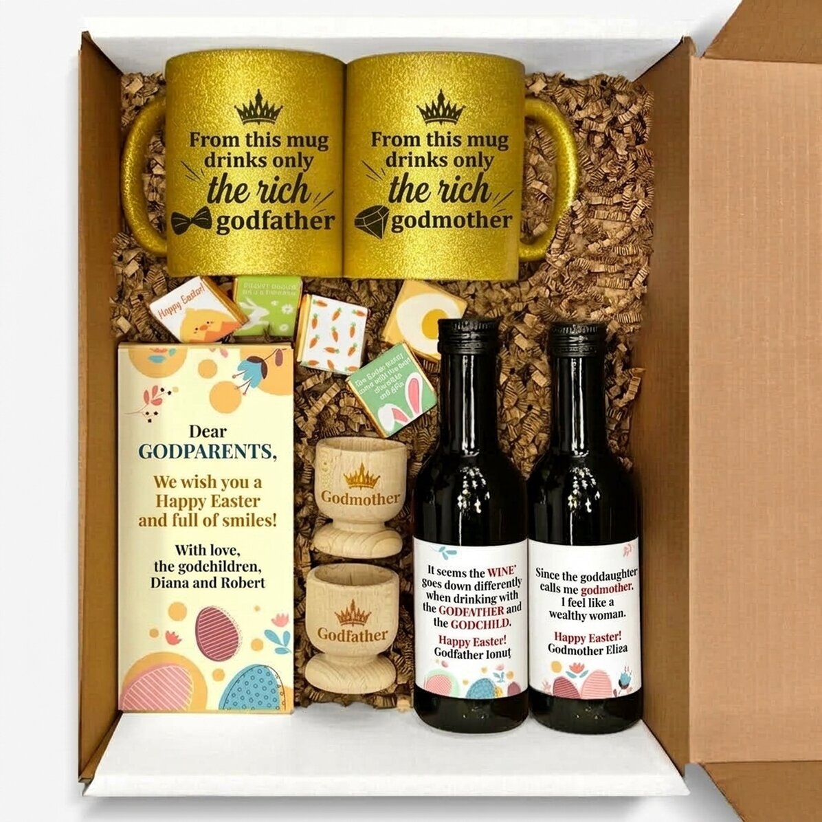 Lote de regalo personalizado para los padrinos - ¡Feliz Pascua!