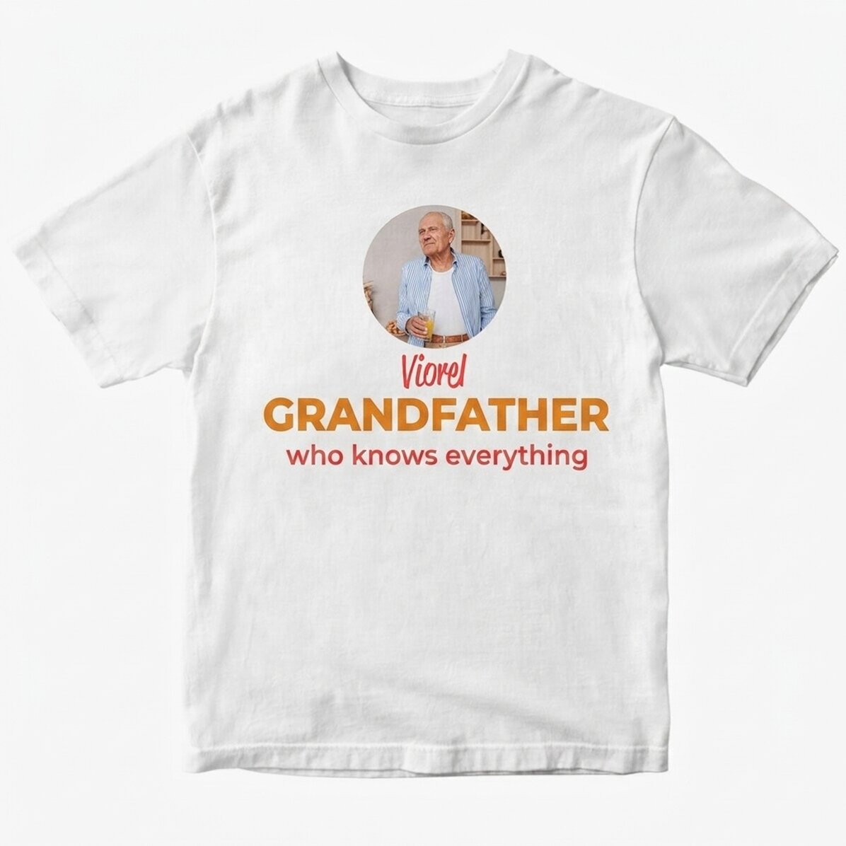 Camiseta de algodón personalizada con foto y texto - Abuelo