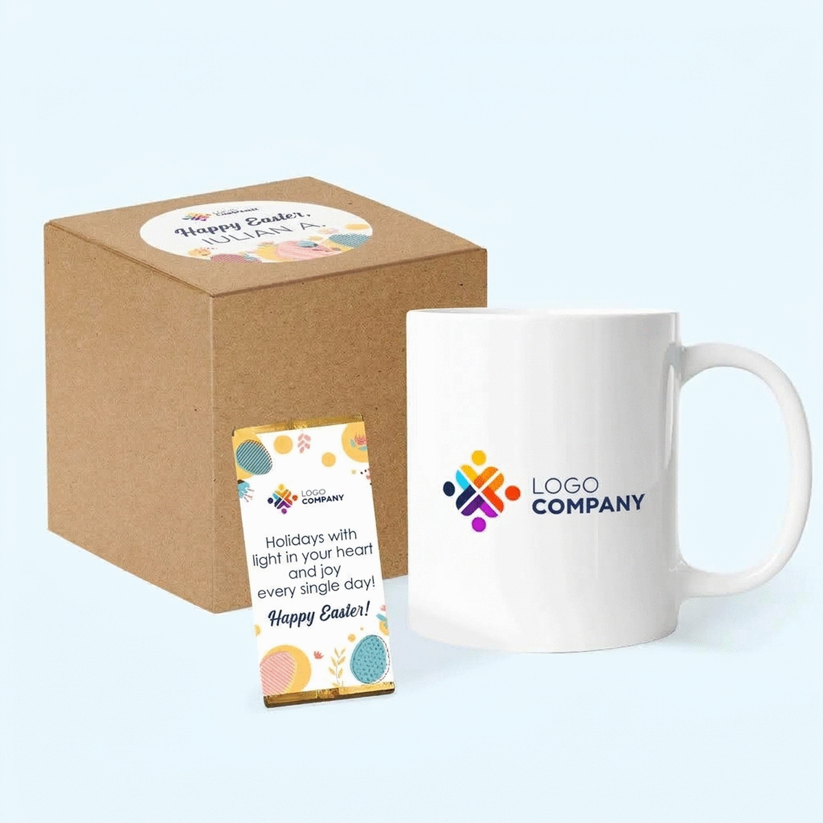Lote de regalo personalizado con logotipo - Feliz Pascua