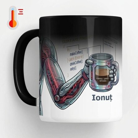 Taza termosensible personalizada con texto - Programador