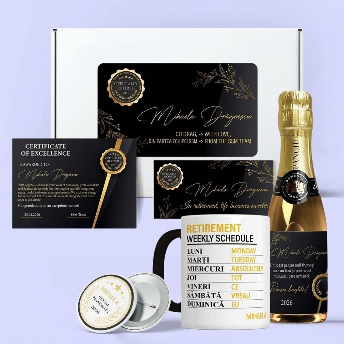Lote de regalo personalizado para la jubilación