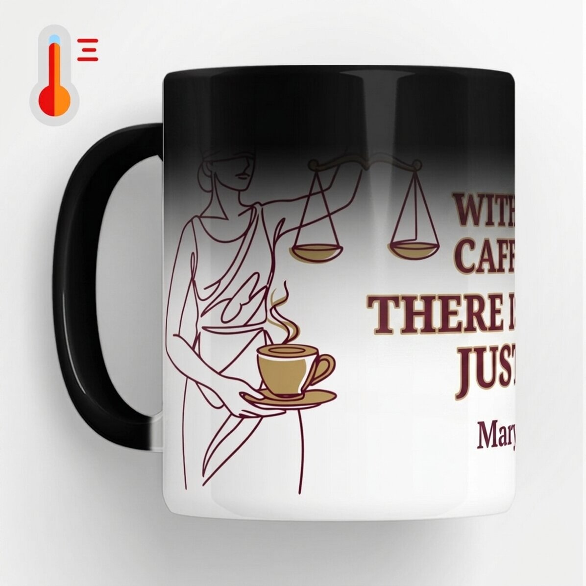 Taza termosensible personalizada con texto para abogados