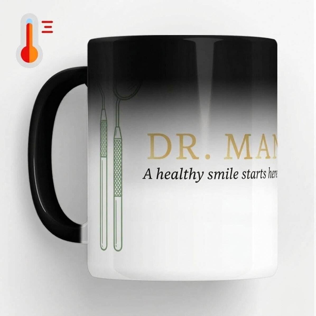 Taza termosensible personalizada con texto - Golden Dentist