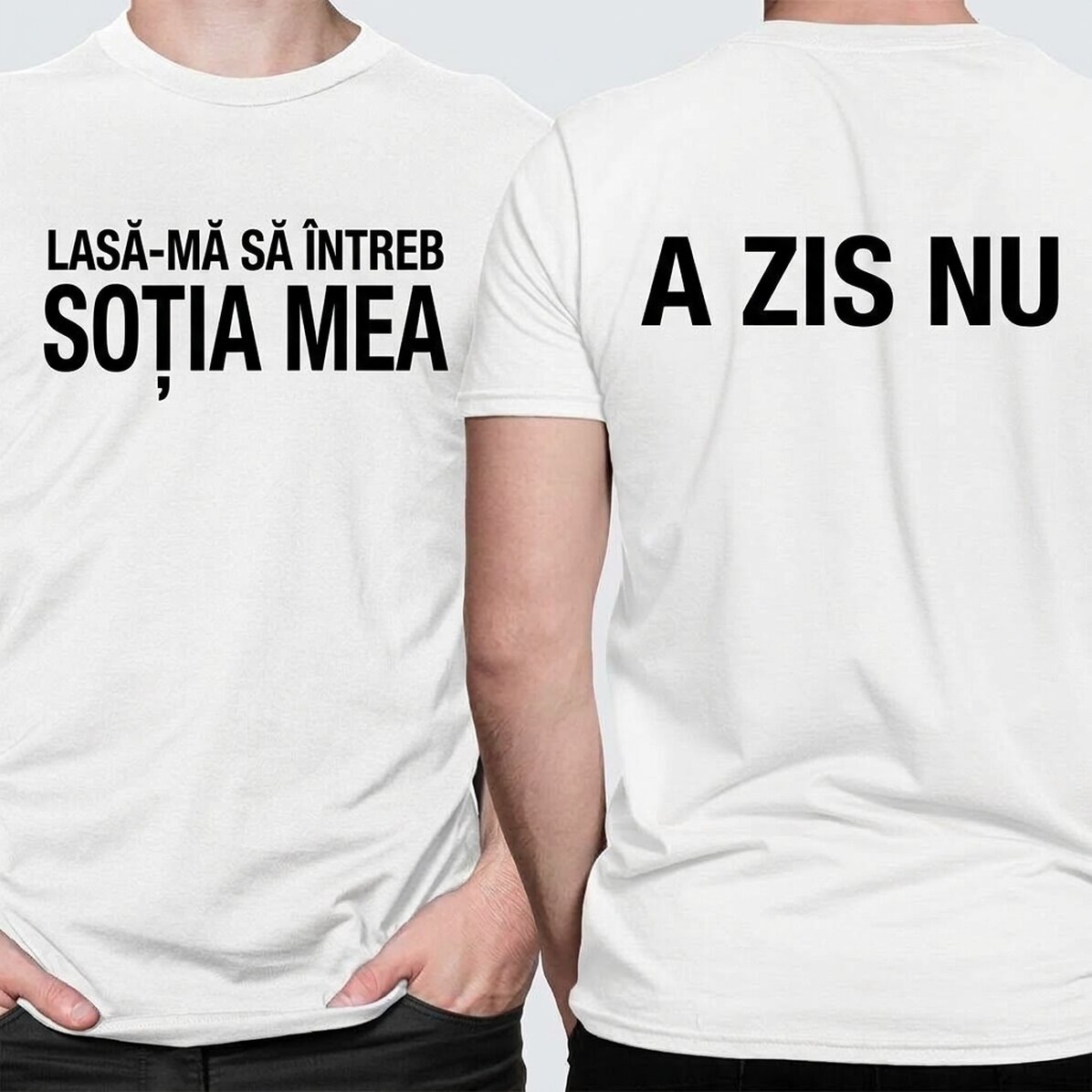 Camiseta de algodón personalizada con un mensaje divertido por delante y por detrás