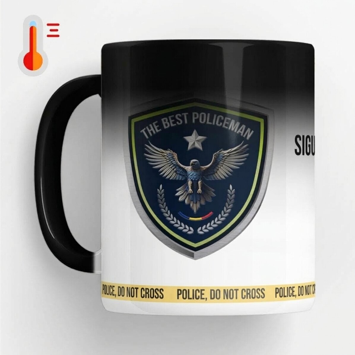 Taza termosensible personalizada con texto: «El mejor policía»