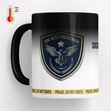 Taza termosensible personalizada con texto: «El mejor policía»