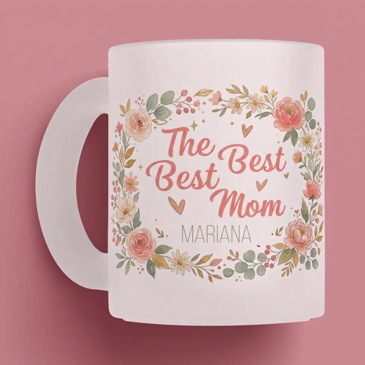 Taza de cristal mate personalizada con texto: «La mejor madre»