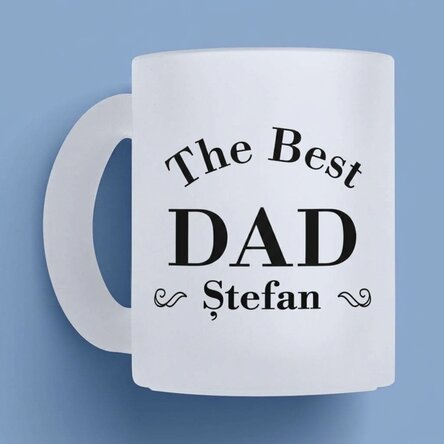 Taza de cristal mate personalizada con texto: «El mejor papá»