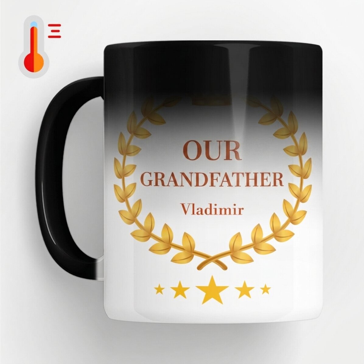 Taza termosensible personalizada con texto: «Nuestro abuelo»