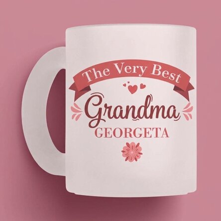 Taza de cristal mate personalizada con texto: «La mejor abuela»