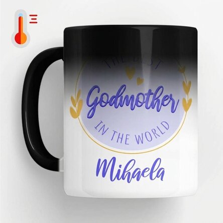 Taza termosensible personalizada con texto: «La mejor madrina»