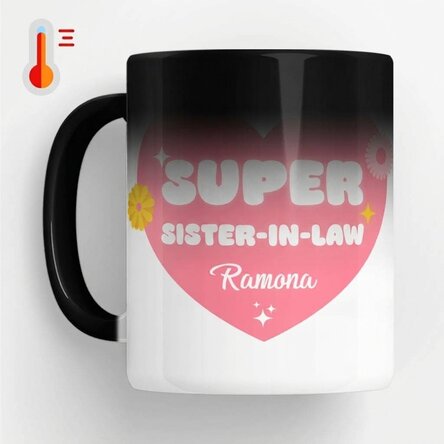 Taza termosensible personalizada con texto: «Super cuñada»