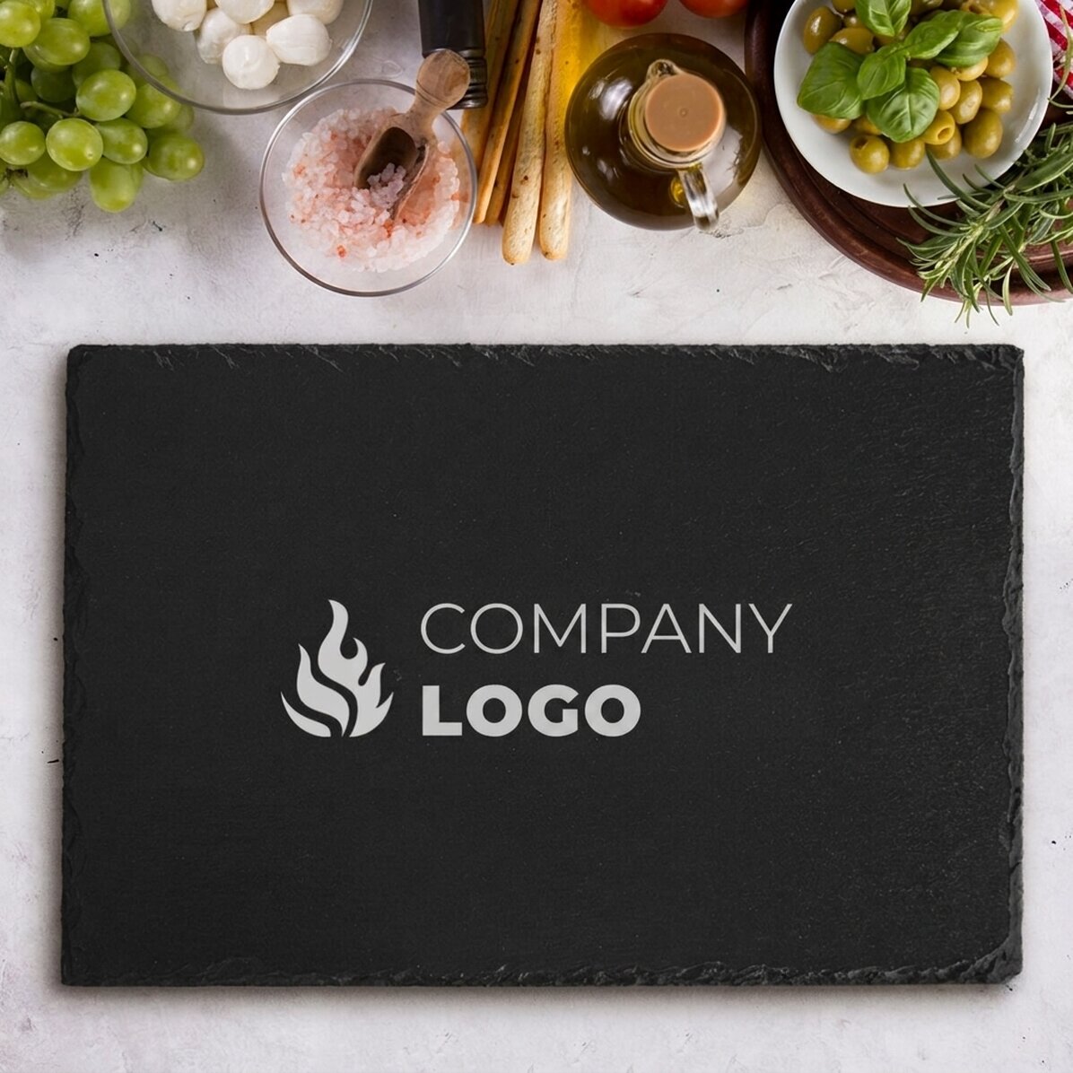 Placa de pizarra grabada - Personalizada con el logotipo en el centro