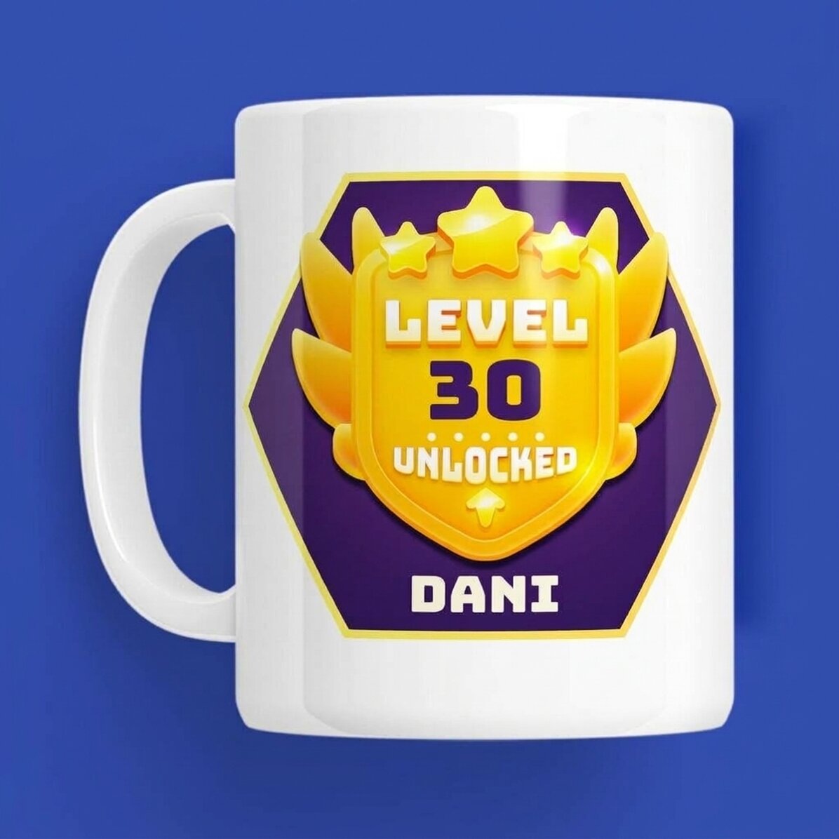 Taza personalizada con texto para un cumpleaños - Level Unlocked