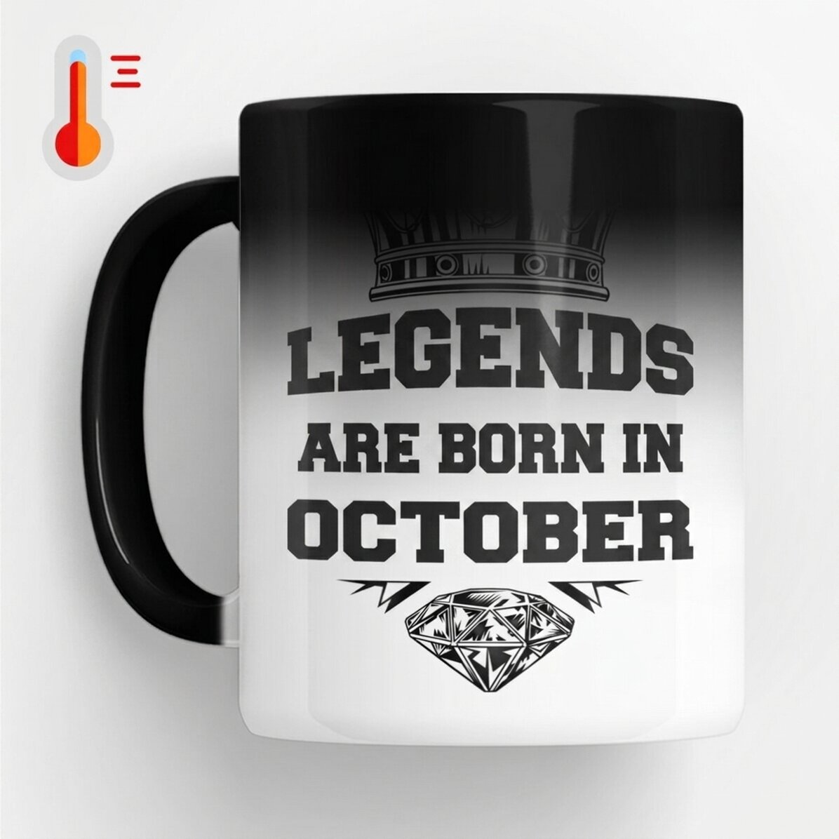 Taza termosensible personalizada con texto: «Las leyendas nacen en...»