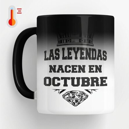 Taza termosensible personalizada con texto: «Las leyendas nacen en...»