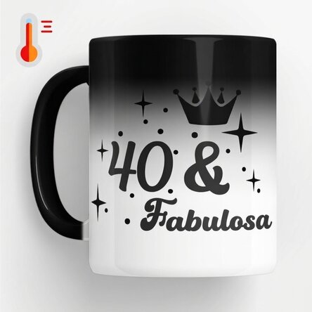 Taza termosensible personalizada con texto para un cumpleaños - Fabuloasa