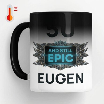 Taza termosensible personalizada con texto para un aniversario - Inca epic