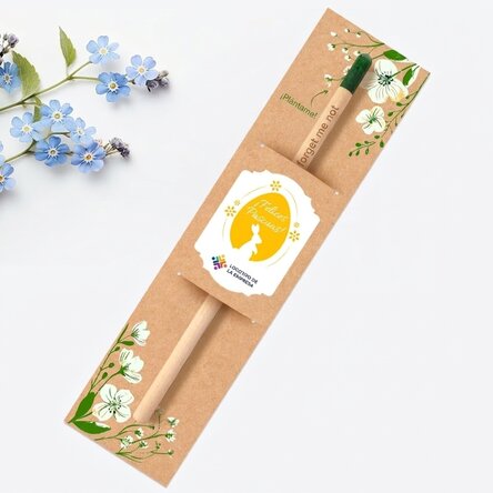 Lápiz plantable personalizado con logotipo y mensaje - Feliz Pascua