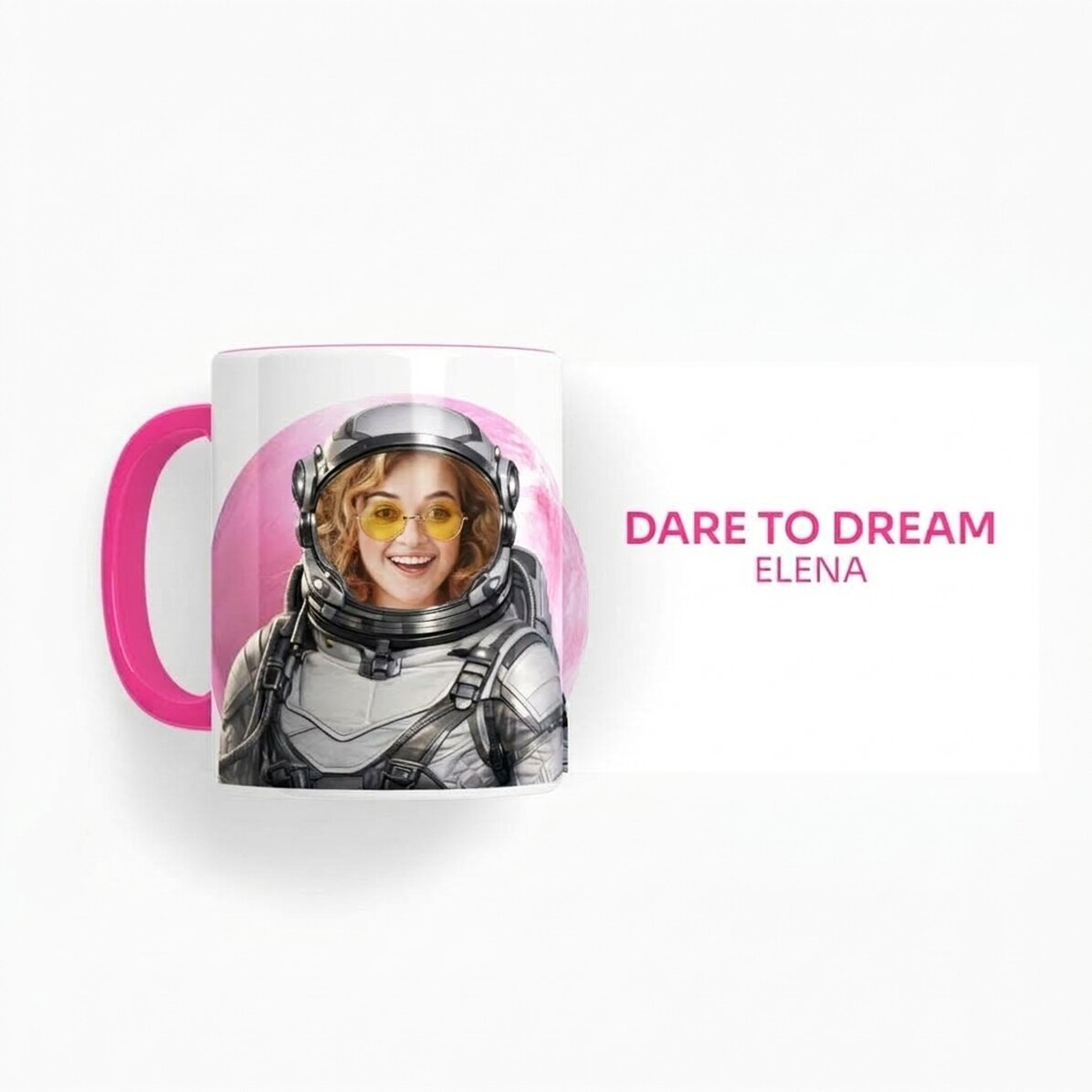 Taza personalizada con foto y texto - Dare to Dream - Elige tu planeta