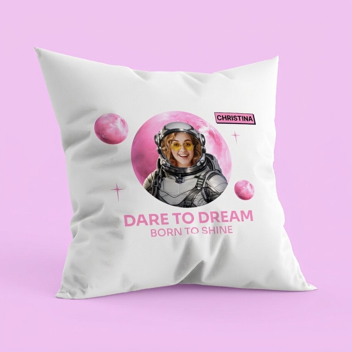 Almohada personalizada con foto y texto - Dare to Dream