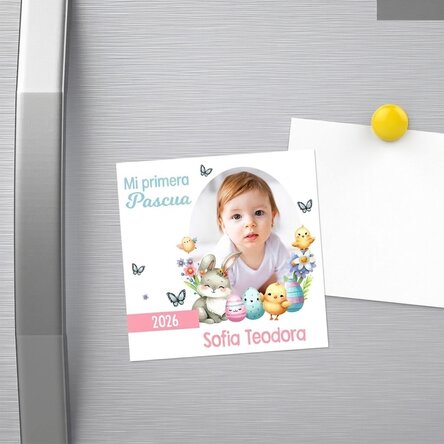 Imán personalizado de 10 x 10 cm - Primera Pascua