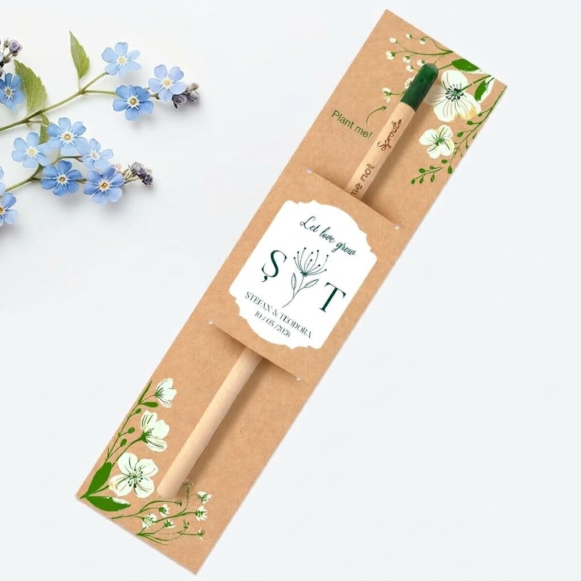 Lápiz plantable personalizado con mensaje - Recuerdo de boda