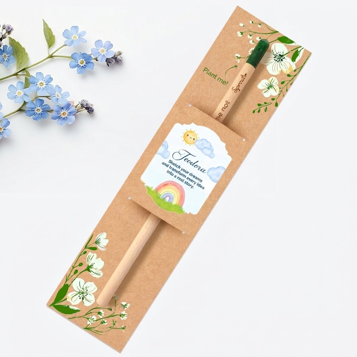 Lápiz plantable personalizado con mensaje para niños