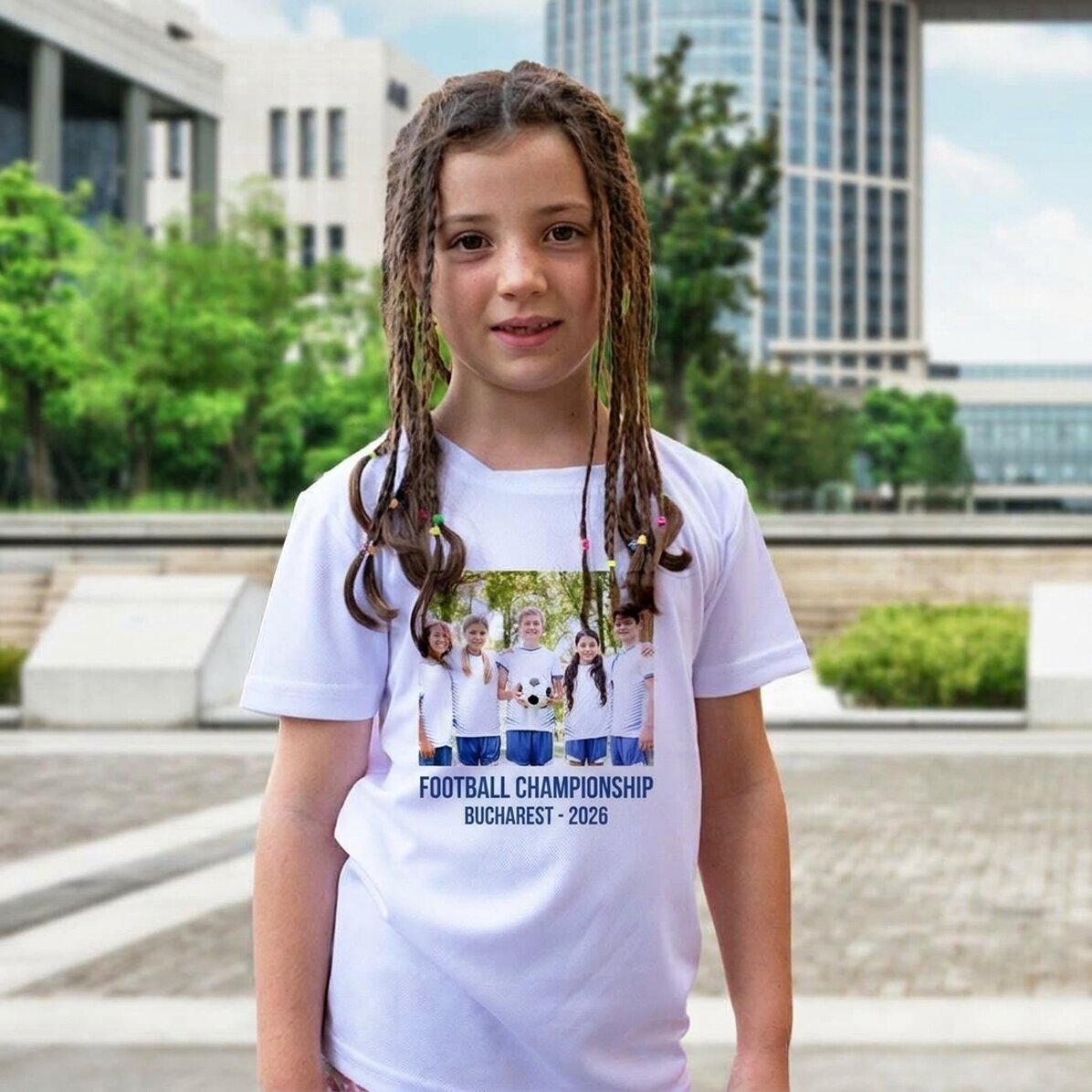 Camiseta deportiva para niños personalizada con una foto y un texto