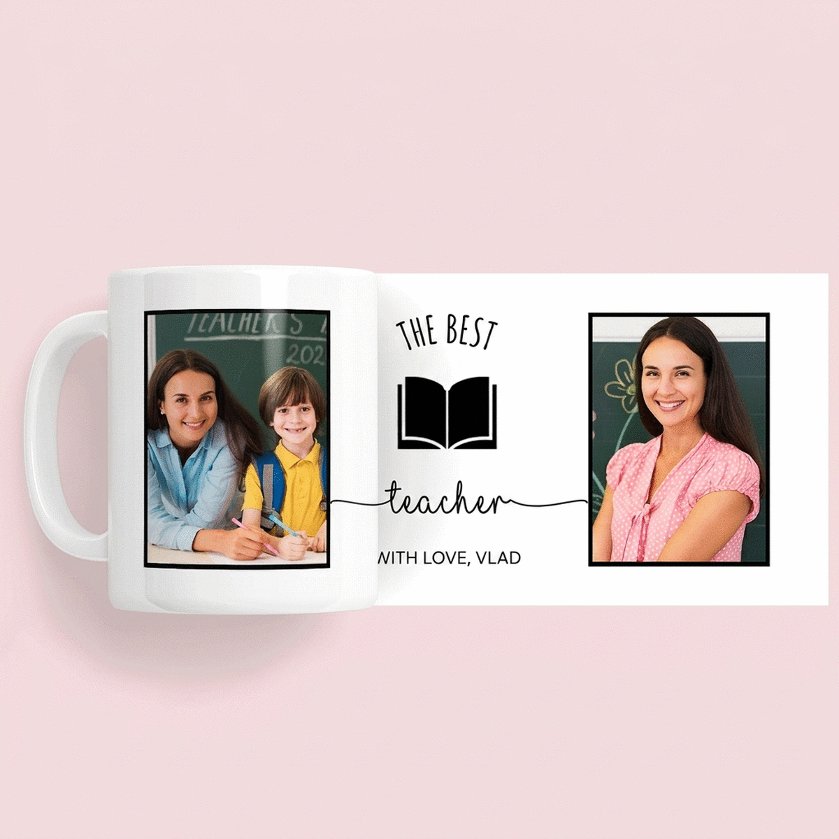 Taza personalizada con 2 fotos y texto