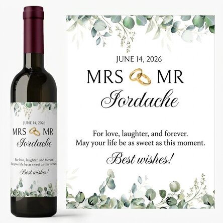Vino personalizado con mensaje - Mrs & Mr