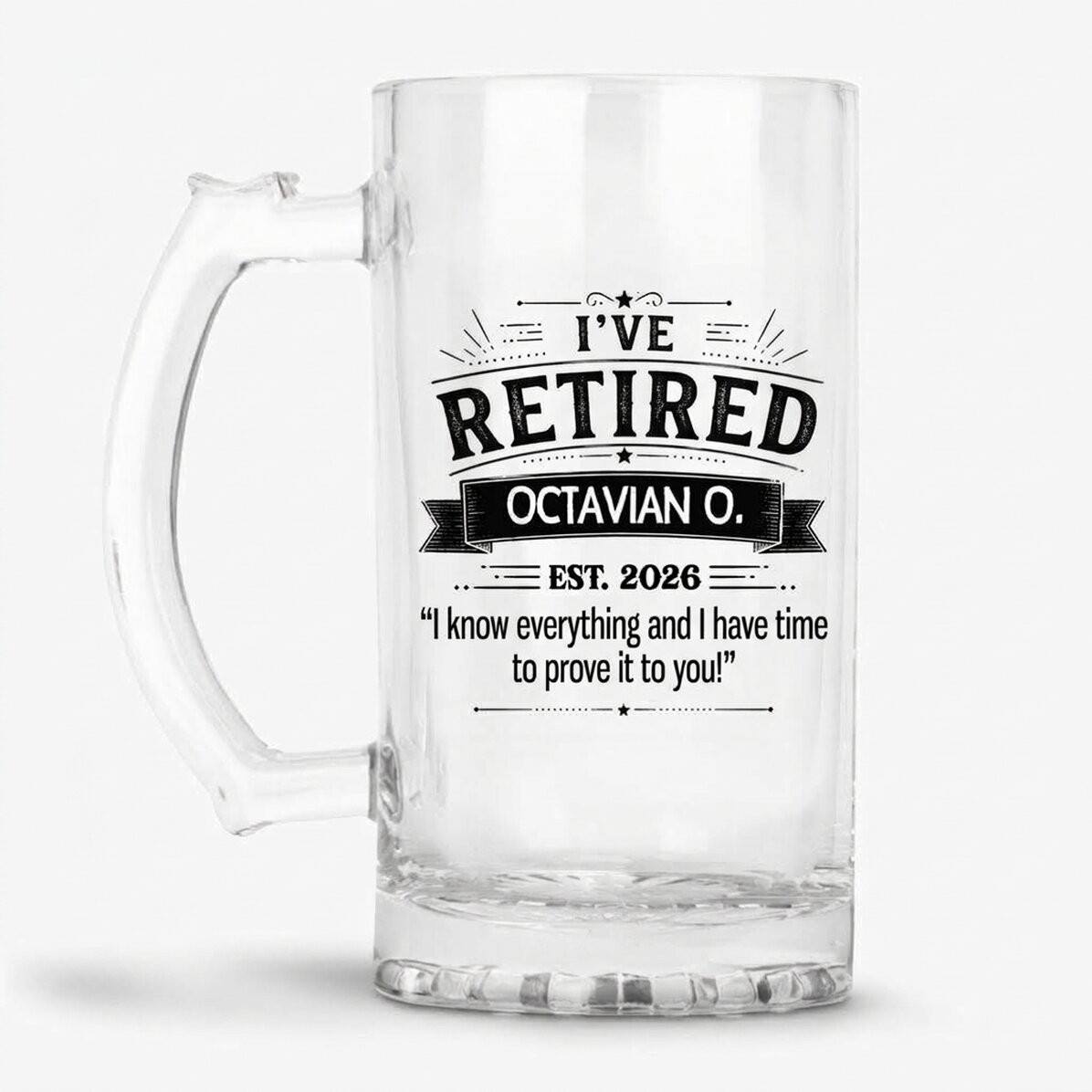 Jarra de cerveza personalizada con texto - Jubilado