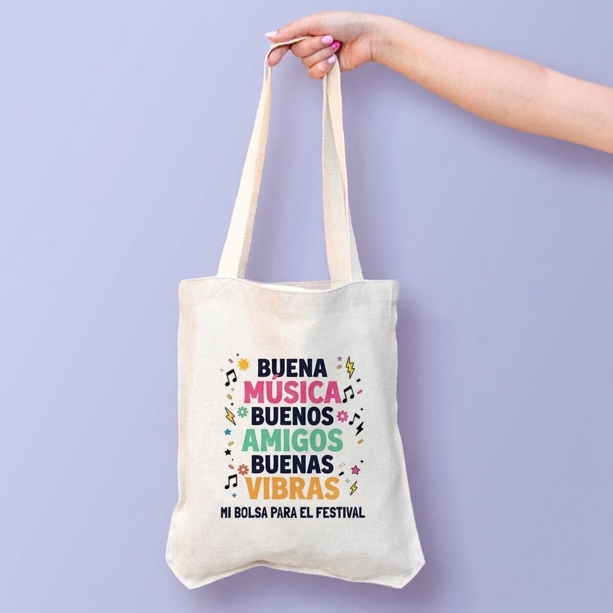 Bolsa personalizada con texto - Festival Good Vibes