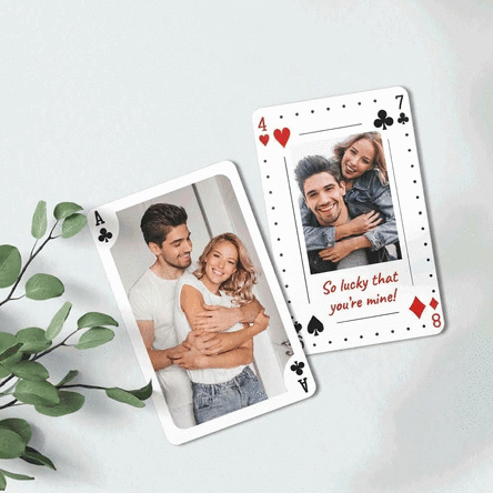 Tarjeta de aluminio personalizada por ambas caras con fotos y mensaje - Baraja de cartas