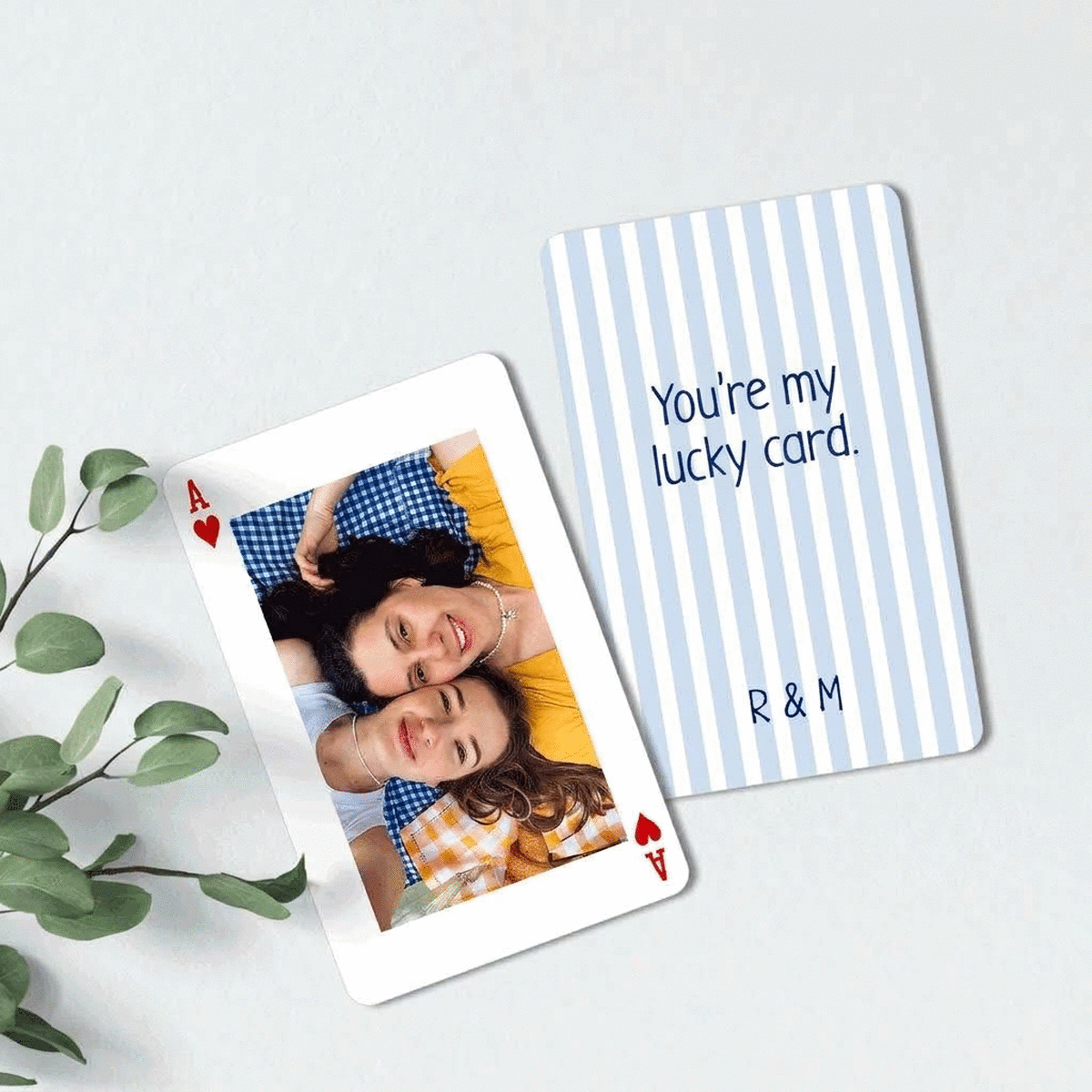 Tarjeta de aluminio personalizada por ambas caras con foto y mensaje - Baraja de cartas