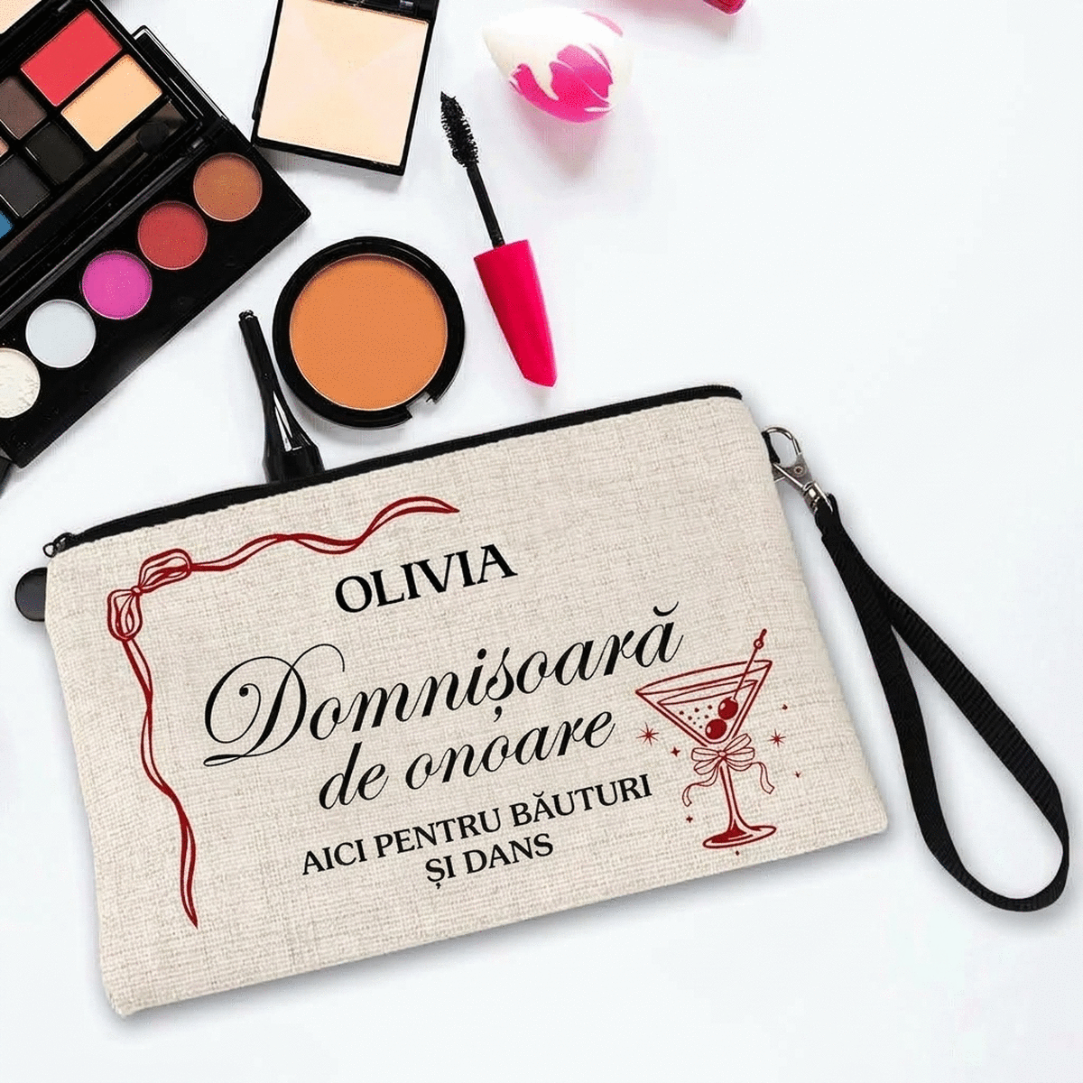 Set de maquillaje personalizado con texto - El equipo de la novia
