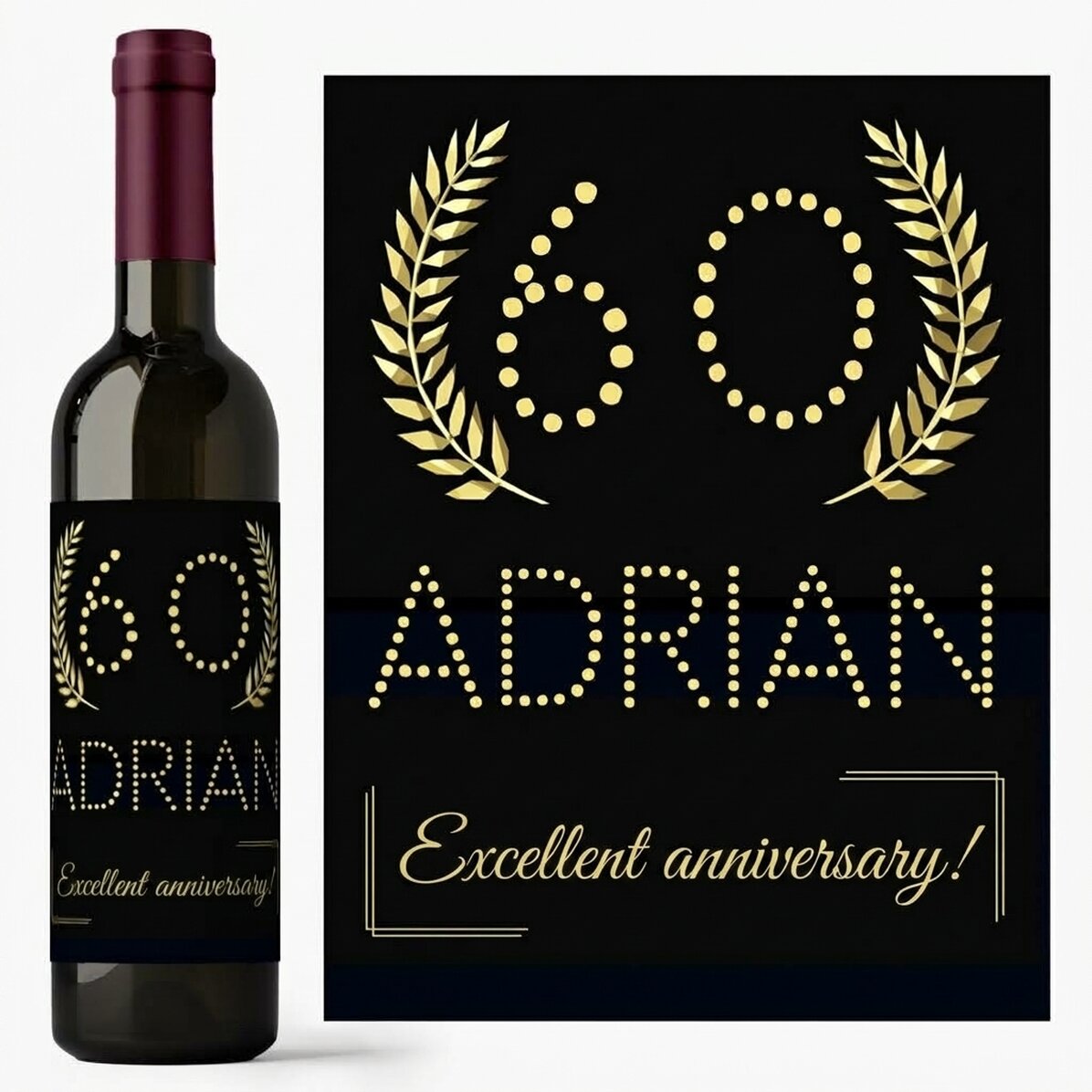 Vino personalizado con texto - Gold