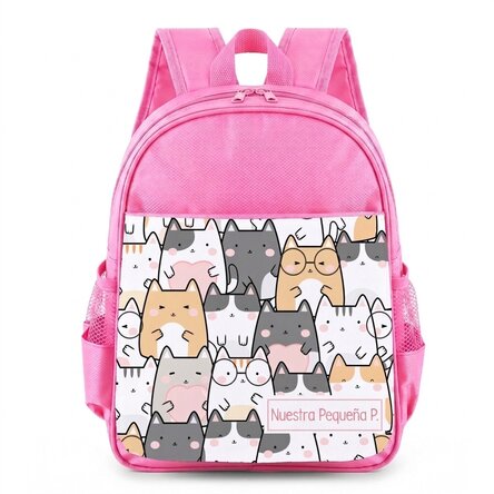 Mochila escolar personalizada con nombre - Gatitos