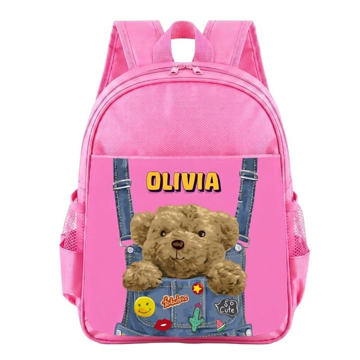 Mochila escolar personalizada con texto - Osito