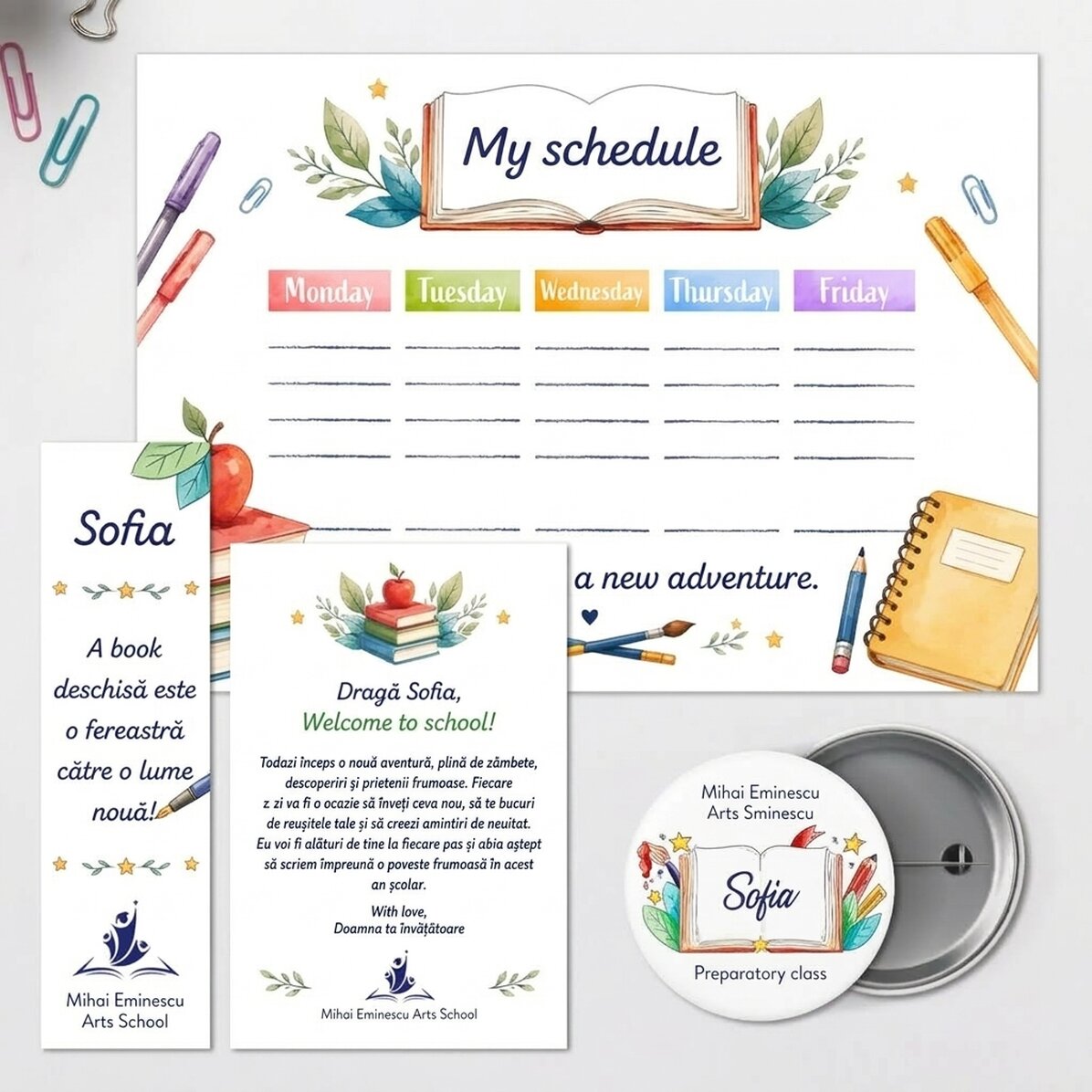 Set personalizado para el colegio – Bienvenidos de nuevo