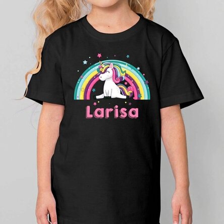 Camiseta de algodón para niños personalizada con nombre - Unicornio