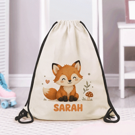 Mochila personalizada con un animalito y el nombre para la guardería