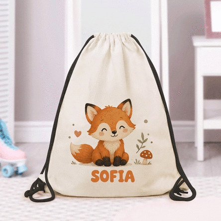 Mochila personalizada con un animalito y el nombre para la guardería
