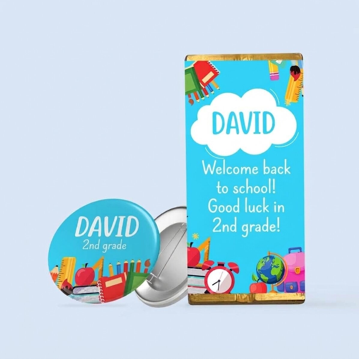 Lote de regalo personalizado para niños: «Bienvenidos de nuevo al colegio»